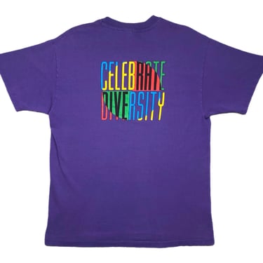 Vintage 90s “Celebrate Diversity” Double Sided Civil Rights/Gay Pride Graphic T-Shirt Size Large 