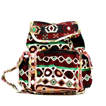 Deadstock VINTAGE: 1980's - Woven Kilim Turkish Backpack - Turkish Bag Purse, Woven Tapestry Bag - Boho, Hipster - SKU 708-00028097 