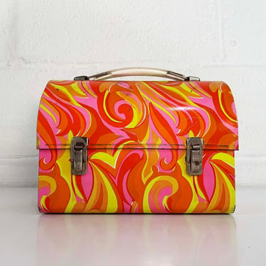 Vintage Psychedelic Dome Lunchbox Aladdin Industries Groovy 1960s 1969 60s School Bag Lunch Box Mod Pink Orange Purple 