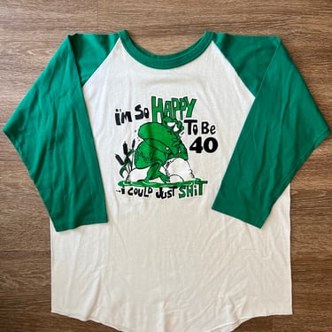 80’s Green Raglan 40 TShirt Men’s XL 