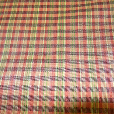 Plaid Printed Fabric~  56"x62" Upholstery Fabric~Green, Gold, Red, Beige, Cream~ Silk Satin Heavy Double SidedScreen Print Cotton 