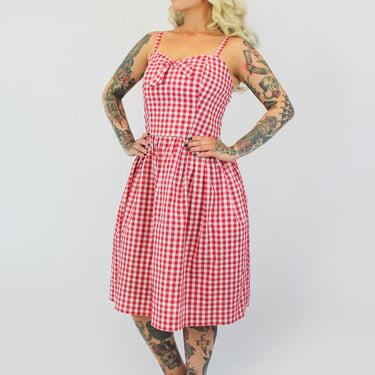 Red Gingham Dress With Adjustable Straps XS-3XL 