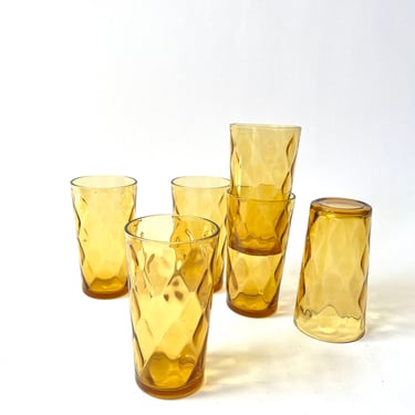 Vintage MCM Amber Drinking Glasses/Set of 6 