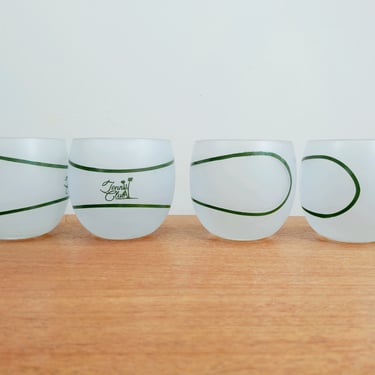 Vintage Tennis Ball Frosted Roly Poly Glasses | Tennis Club | Lowball Cocktail 