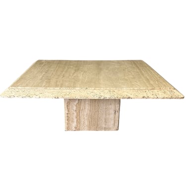 1970s Square Travertine Coffee Table with Beautiful Unhoned Edge