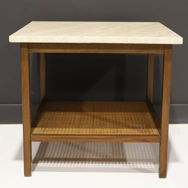 Paul McCobb for Directional Mahogany and Travertine Side or End Table