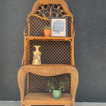 French Style Wicker Hall Tree / Shelving