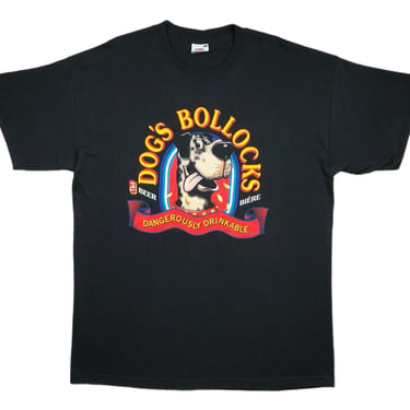 Vintage 90s/Y2K The Dog’s Bollocks Beer “Dangerously Drinkable” English Brewing Company Double Sided Promo Graphic T-Shirt Size XL/XXL 