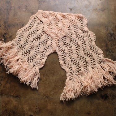 Vintage Knit Scarf / Pastel Pink 60's Shawl 