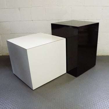 Mid Century Modern Vintage Cube Accent Retro Brown Pedestal Formica Table 