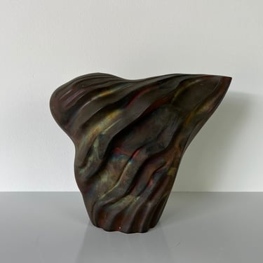 1980s Tony Evans Sculptural Art Raku Pottery Vase 