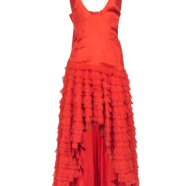 Anthropologie - Orange Ruffle Tiered High-Low Dress Sz XL