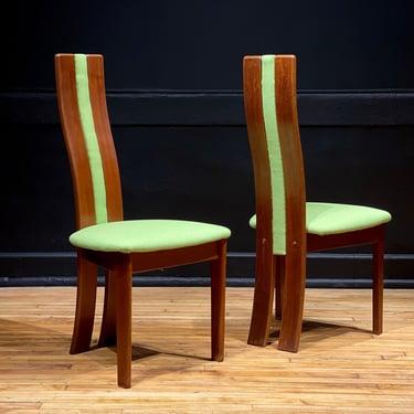 Pair of Danish Teak Postmodern Dining Chairs - Mid Century Modern Post Modern 80s Furniture 