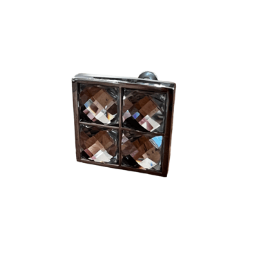 Swarovski Crystal &amp; Chrome Square Cabinet Hardware Pull (37 avail.) CH165-6
