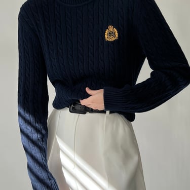 Vintage Ralph Lauren Navy Crest Mock Neck