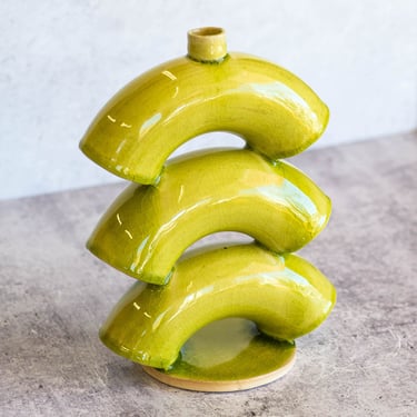 Ceramic Candlestick Holder | Lime Green Arches Sculpture | Handmade Ceramics | Modern Unique Pottery | Neon Green Sculptural Candle Holder 