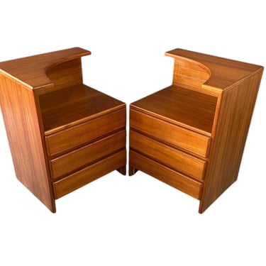 Pair of Mobican Teak Midcentury Three Drawer Nightstands