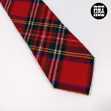 Mod Vintage Red & Green Plaid Skinny Tie 