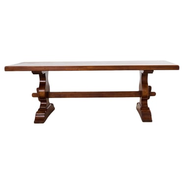 French Country Provincial Oak Farmhouse Trestle Dining Table