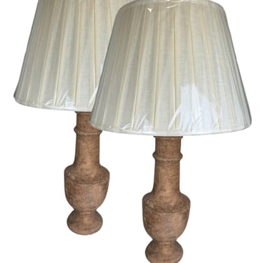 Pair French Terracotta Lamps