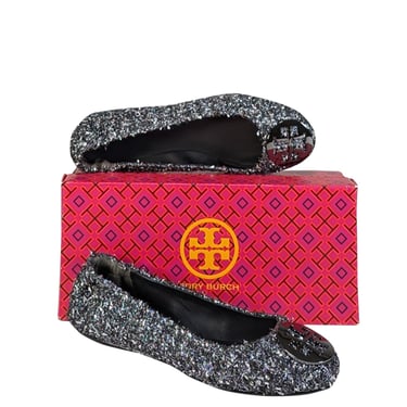 Tory Burch - Black & Silver Metallic Tweed Ballet Flats Sz 9