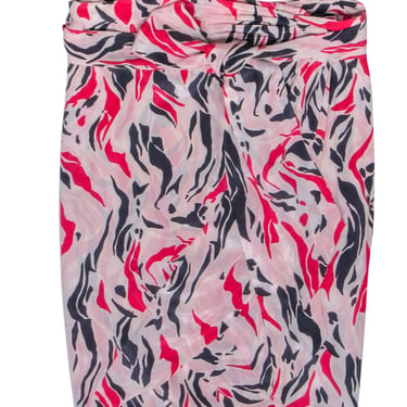 Isabel Marant - Pink Cream &amp; Navy Print  Wrap Skirt Sz 8