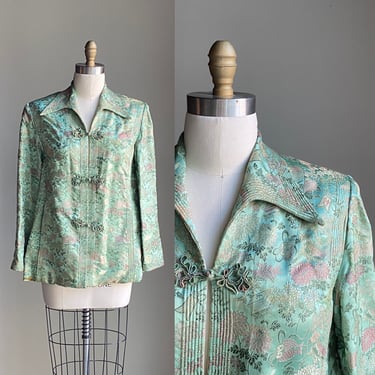 1950s Green Silk Chinese Evening Jacket 
