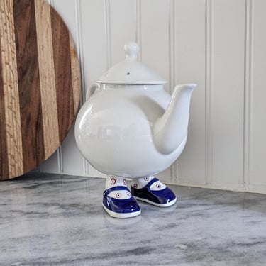 Vintage White Carlton Ware Walking Teapot 