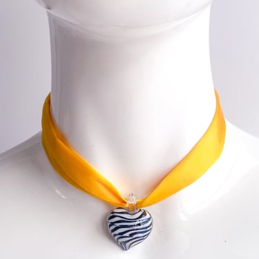 Zebra Stripe Heart Necklace