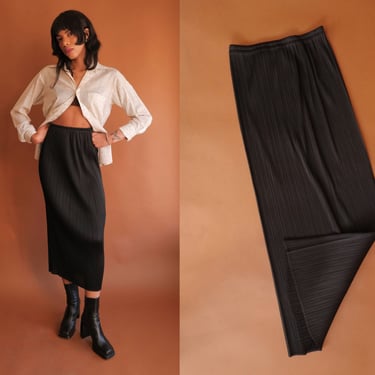 Vintage Issey Mikaye Pleats Please Black Skirt/ Size Small 