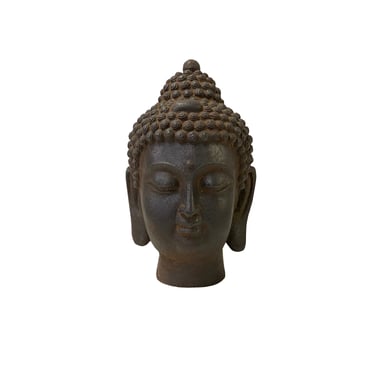 Vintage Iron Metal Finish Rustic Buddha Head Display Figure ws3478E 
