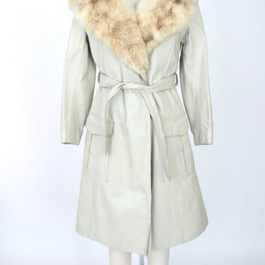 1970s I. Magnin Leather & Fur Trench