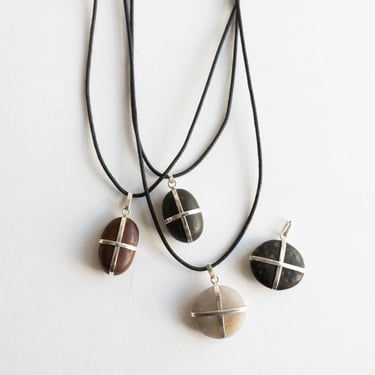 Silver Stone Ribbon Necklaces