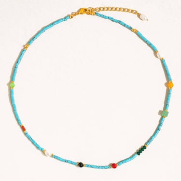 Calise Boho Handmade Blue Turquoise Stone Beaded Necklace