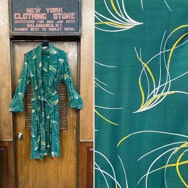 Vintage 1940’s Atomic Pattern Rayon Fabric Duster Robe, Vintage Rayon Robe, Vintage Duster, 1940’s, 1950’s, Atomic Print 