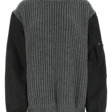 Prada Woman Dark Grey Wool Blend Oversize Sweater