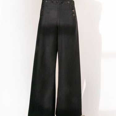 1950s Sailor Pants Wool High Waist Wide Leg 29