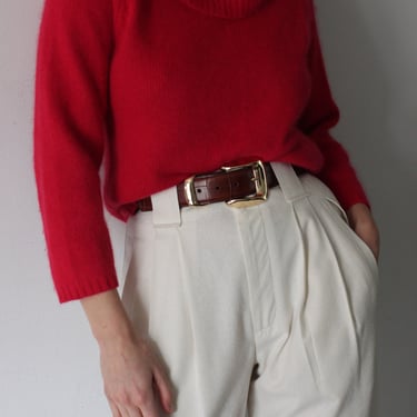 Stunning Vintage Crimson Lambswool & Angora Wide Turtleneck