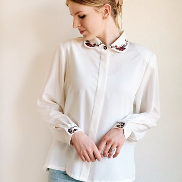 Vintage White Blouse With Embroidery 