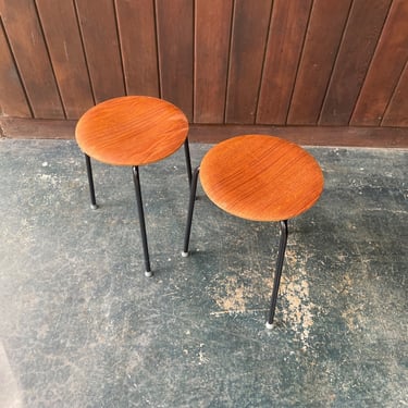 Danish Teak Dot Stools Vintage Mid-Century Modern Arne Jacobsen 