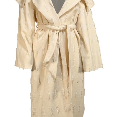 Cult Gaia - Ivory Textured Belted Midi Coat Sz XS