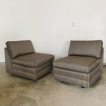 Drexel Striped Slipper Chairs