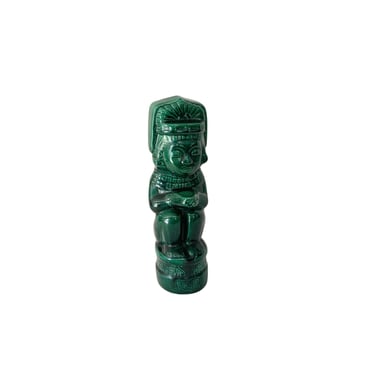 1937 Mexico Aztec Green Ceramic Kahlua Bottle 