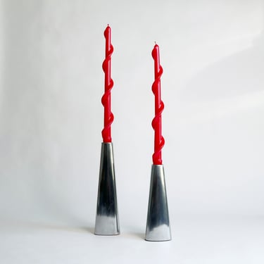 Vintage IKEA Rënos Candle Holders, Made of Aluminum, Designed by Ehlèn Johansson 1980'S, Set of 2 