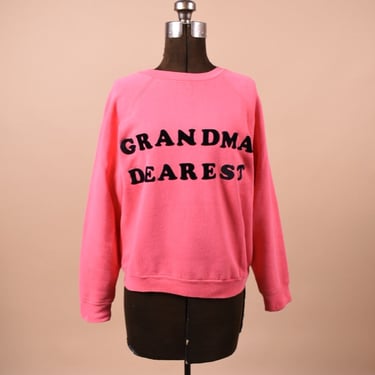 Pink 80s Grandma Dearest Crewneck Sweatshirt, M
