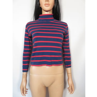 Vintage 90s Gap Striped Turtleneck Tshirt Size Youth M OR Womens XXS 