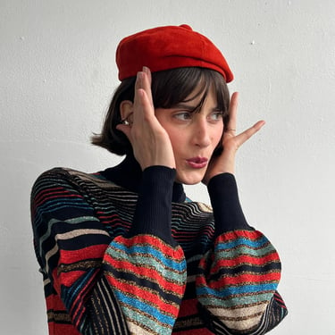 Vintage Red Suede Beret