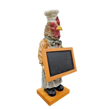 Vintage Rooster Chicken Chef Chalkboard Table Top Counter Top Figurine 17" 