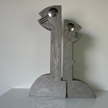 80's Postmodern Stainless  Steel Abstract Art Sculpture 