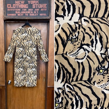Vintage 1960s Rare Design Marchese do Gresy Tiger Print Wool Mod Knit Dress, Vintage 1960’s Dress, I. Magnin Label, Tiger Print, Mod Dress, 